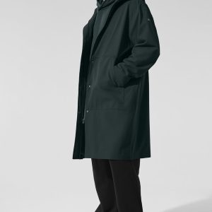 Rain Or Shine Long Coat - Charcoal Green