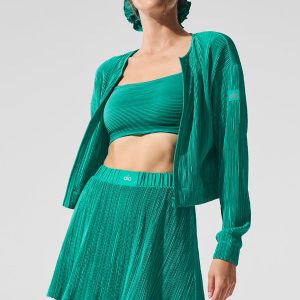Cropped Micro Plisse Jacket - Spruce Green