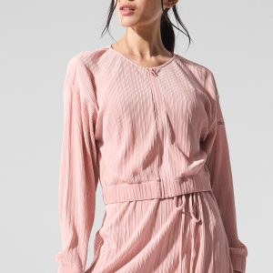 Cropped Micro Plisse Jacket - Pink Quartz