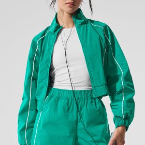 Motivate Full-Zip Track Jacket - Spruce Green/White