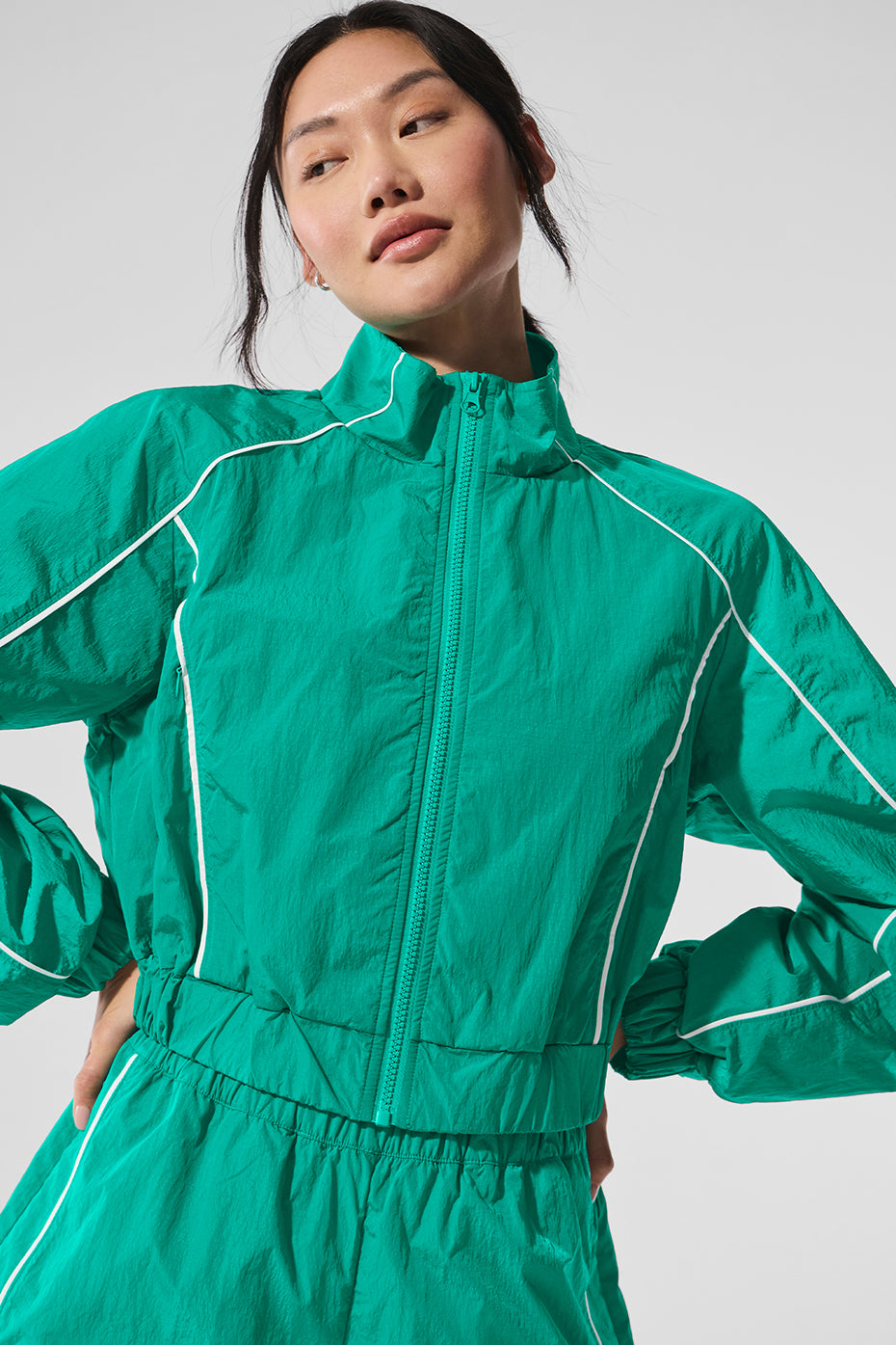 Motivate Full-Zip Track Jacket - Spruce Green/White - Image 4