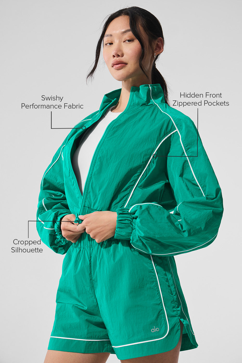 Motivate Full-Zip Track Jacket - Spruce Green/White - Image 2
