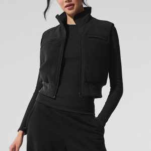 Polar Fleece Wintry Mix Vest - Black