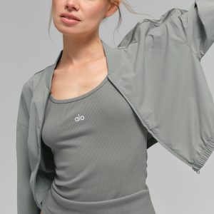 Cropped Breezy Full-Zip Cover Up - Lunar Grey