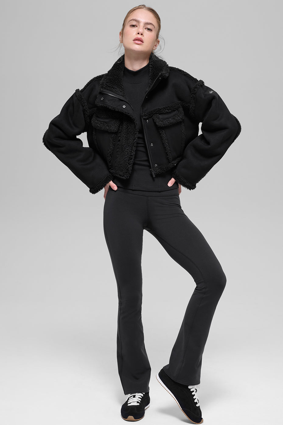 Faux Shearling Snowfall Cropped Jacket - Black - Image 5