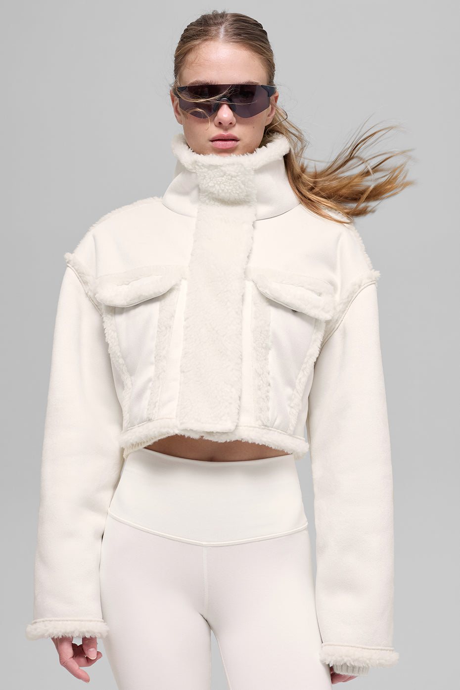 Faux Shearling Snowfall Cropped Jacket - Ivory - Image 5