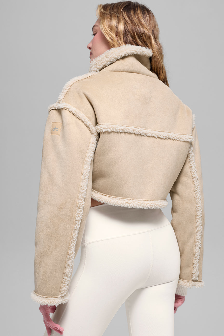 Faux Shearling Snowfall Cropped Jacket - Woodland Tan - Image 4