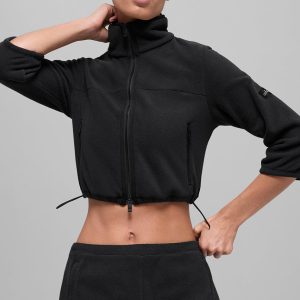 Polar Fleece Retreat Cropped Jacket - Black
