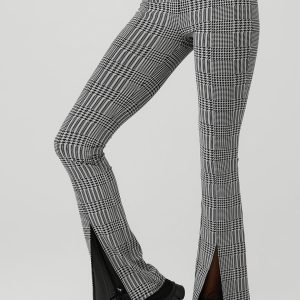 Jacquard High-Waist Glenplaid Flutter Legging - Titanium/Black
