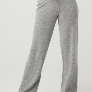 Cashmere High-Waist Jet Set Wide Leg Pant - Dove Grey Heather