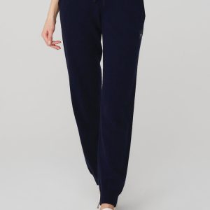 High-Waist Cashmere Jet Set Pant - Navy