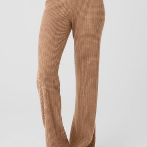 Cashmere High-Waist Plush Waffle Pant - Toasted Almond