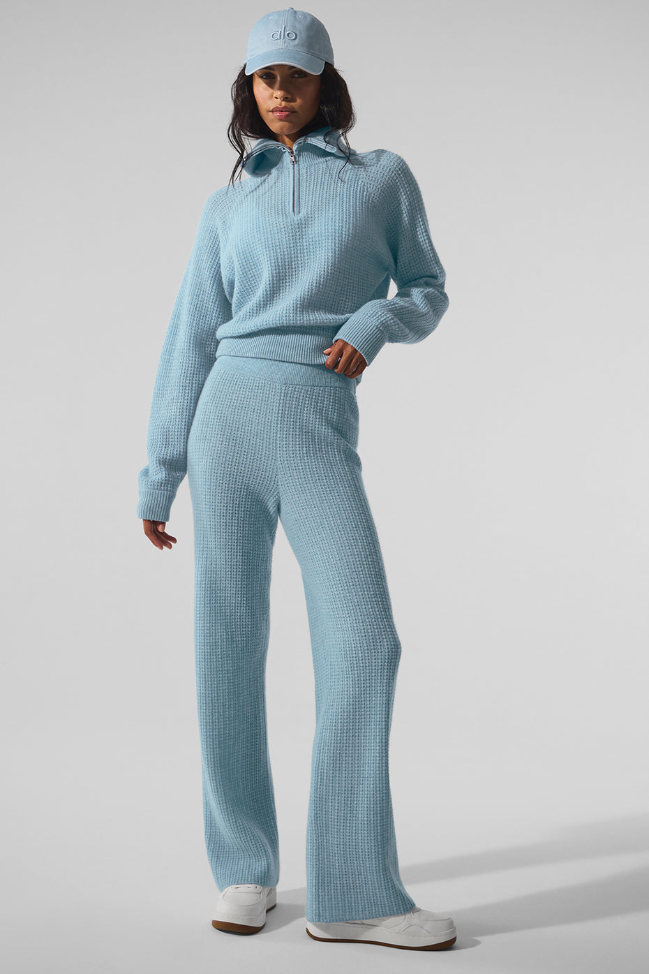 Cashmere High-Waist Plush Waffle Pant - Celestial Blue Heather - Image 4