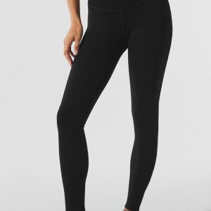 Seamless Winter Warm Plush High-Waist 7/8 Legging - Black