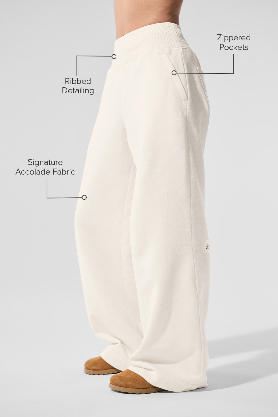 Serenity Wide Leg Sweatpant - Ivory - Image 2