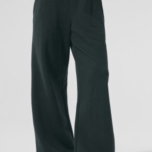Serenity Wide Leg Sweatpant - Charcoal Green
