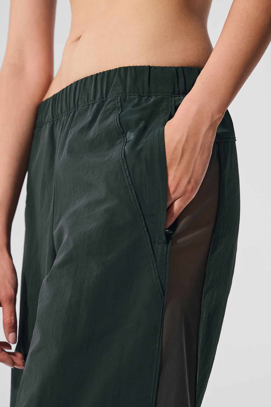 High-Waist Origin Wide Leg Track Pant - Charcoal Green - Image 4