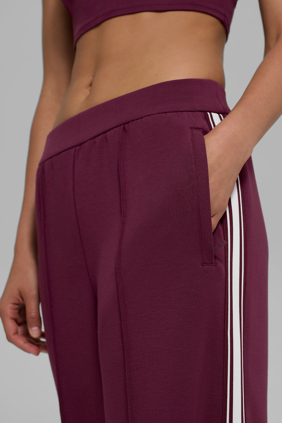 Track Star Wide Leg Pant (Regular) - Burgundy - Image 2