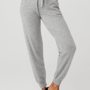 High-Waist Cashmere Jet Set Pant - Dove Grey Heather