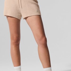 Cashmere High-Waist Plush Waffle Short - Macadamia Blush