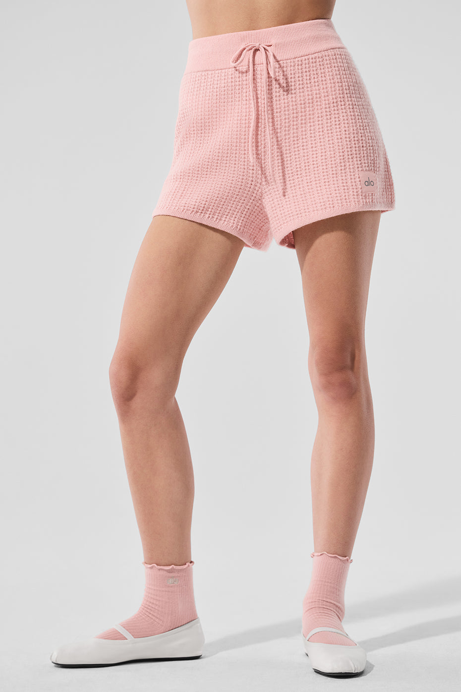 Cashmere High-Waist Plush Waffle Short - Pink Quartz - Image 4