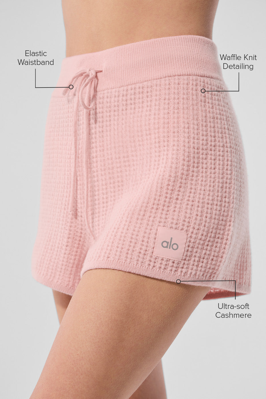 Cashmere High-Waist Plush Waffle Short - Pink Quartz - Image 2