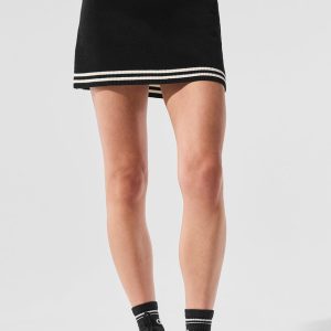 Tennis Club Sweater Knit Skirt - Black/Ivory