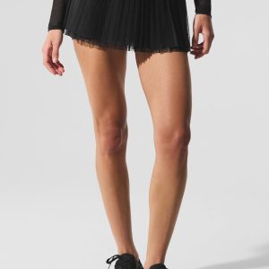 Mesh Baseline Tennis Skirt - Black