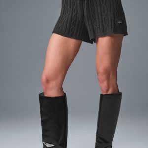 Cable Knit Winter Bliss Short - Dark Heather Grey