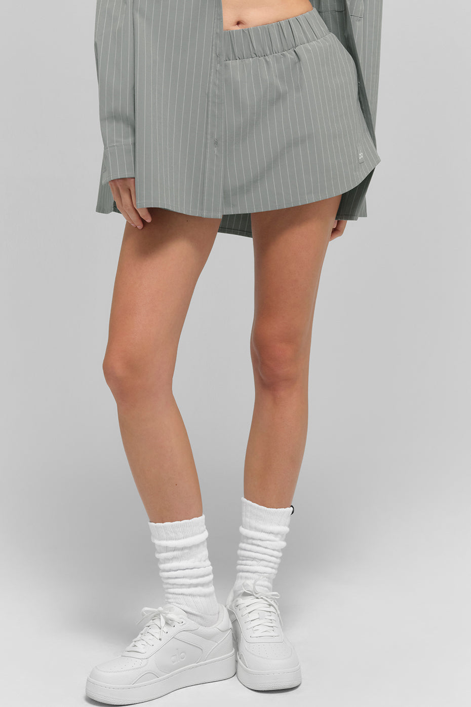 Pinstripe Daylight Mini Skirt - Lunar Grey/White - Image 4