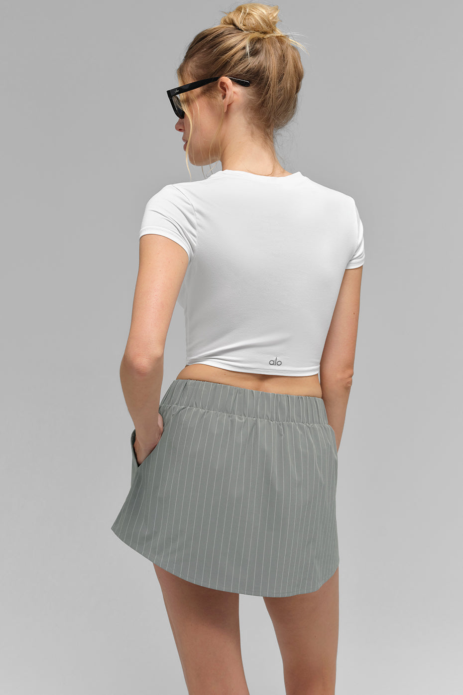 Pinstripe Daylight Mini Skirt - Lunar Grey/White - Image 3