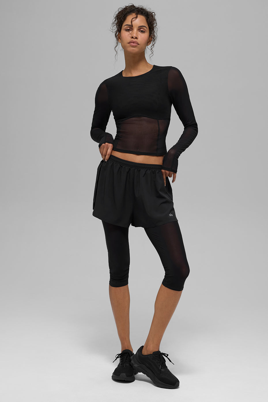Mesh Front Runner 2 In 1 Short - Black - Image 5