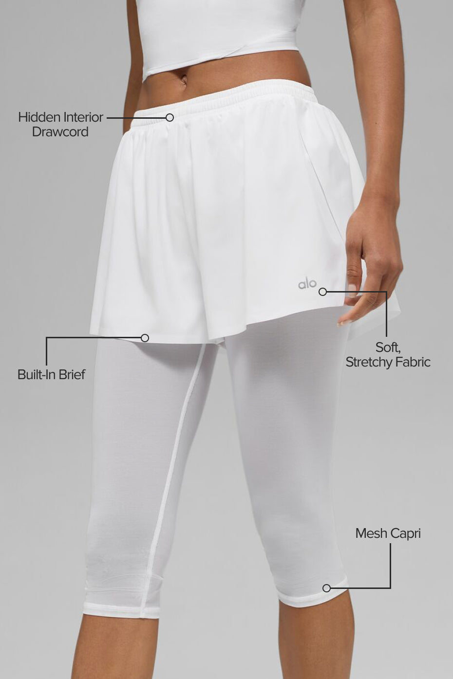 Mesh Front Runner 2 In 1 Short - White - Image 2