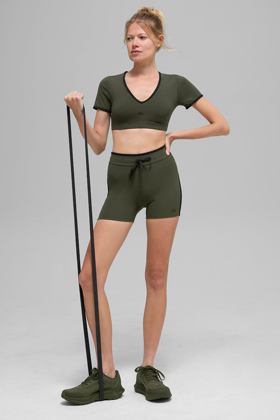 4 Airbrush High-Waist Race Pace Short - Green Olive/Black - Image 5