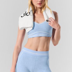 4 Alosoft High-Waist Heart Throb Short - Seashell Blue Heather/White