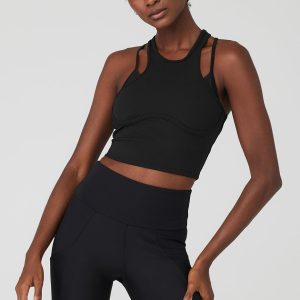 Ribbed Airlift Enchanted Bra Tank - Black