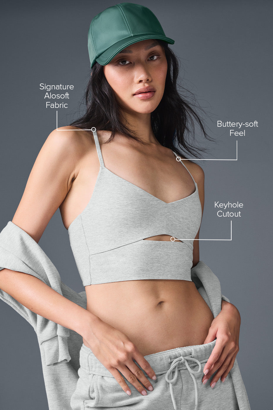 Alosoft Highlight Bra - Athletic Heather Grey - Image 2