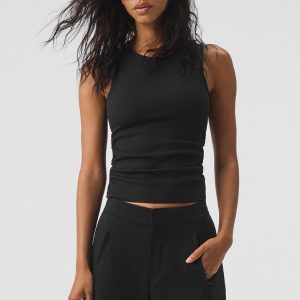 Ribbed En Pointe Tank - Black