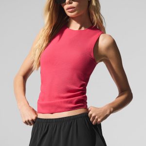 Ribbed En Pointe Tank - Candy Red