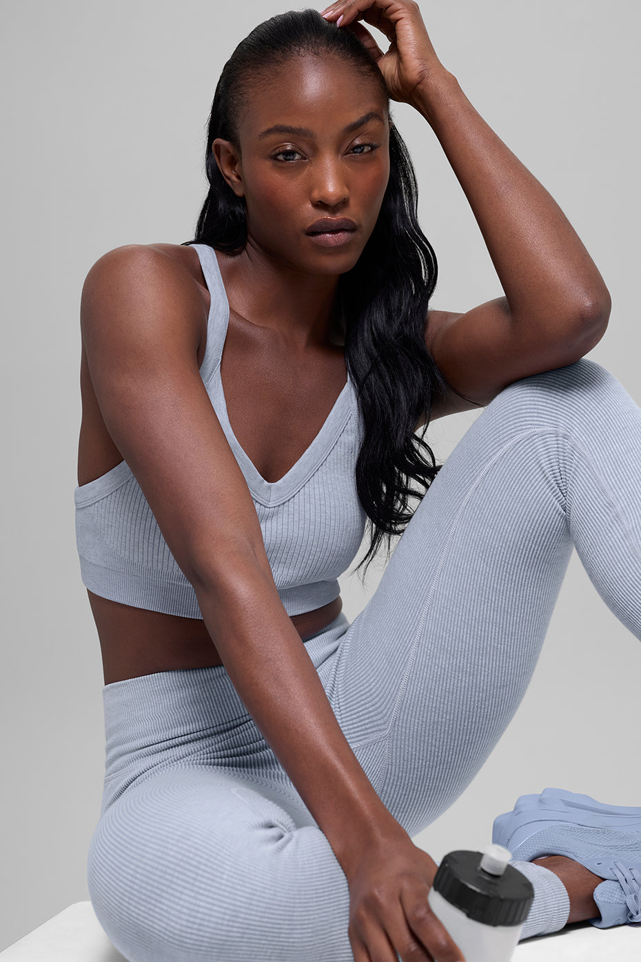 Seamless Two Tone Rib Bra - Winter Frost Heather - Image 5