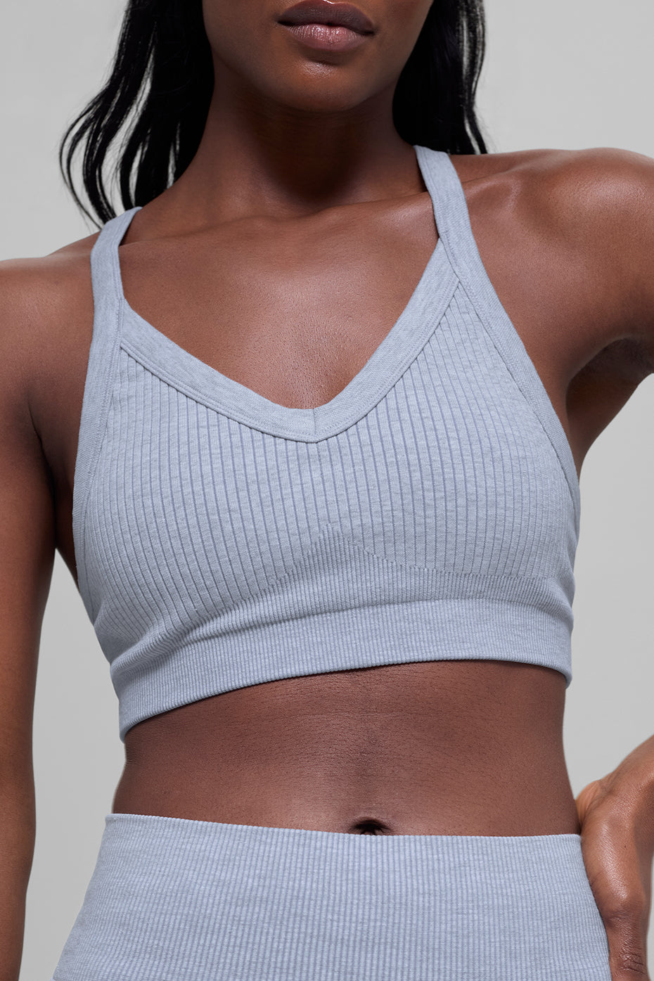Seamless Two Tone Rib Bra - Winter Frost Heather - Image 2