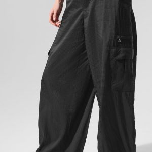 Sheer Game Time Wide Leg Jogger - Black